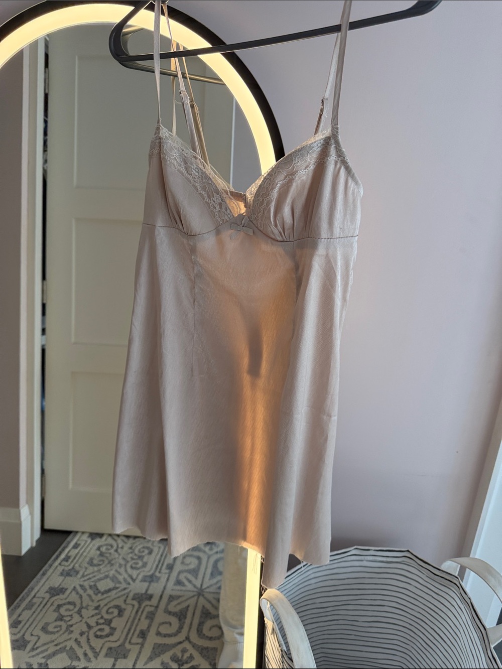 Princess Polly Champagne Lace-Trim Slip Dress